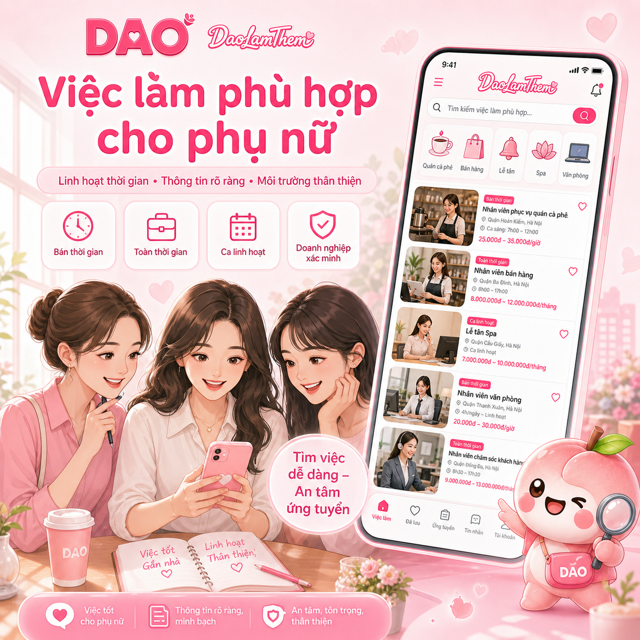 DAO giúp phụ nữ Việt Nam đăng hồ sơ tìm việc và tìm công việc phù hợp